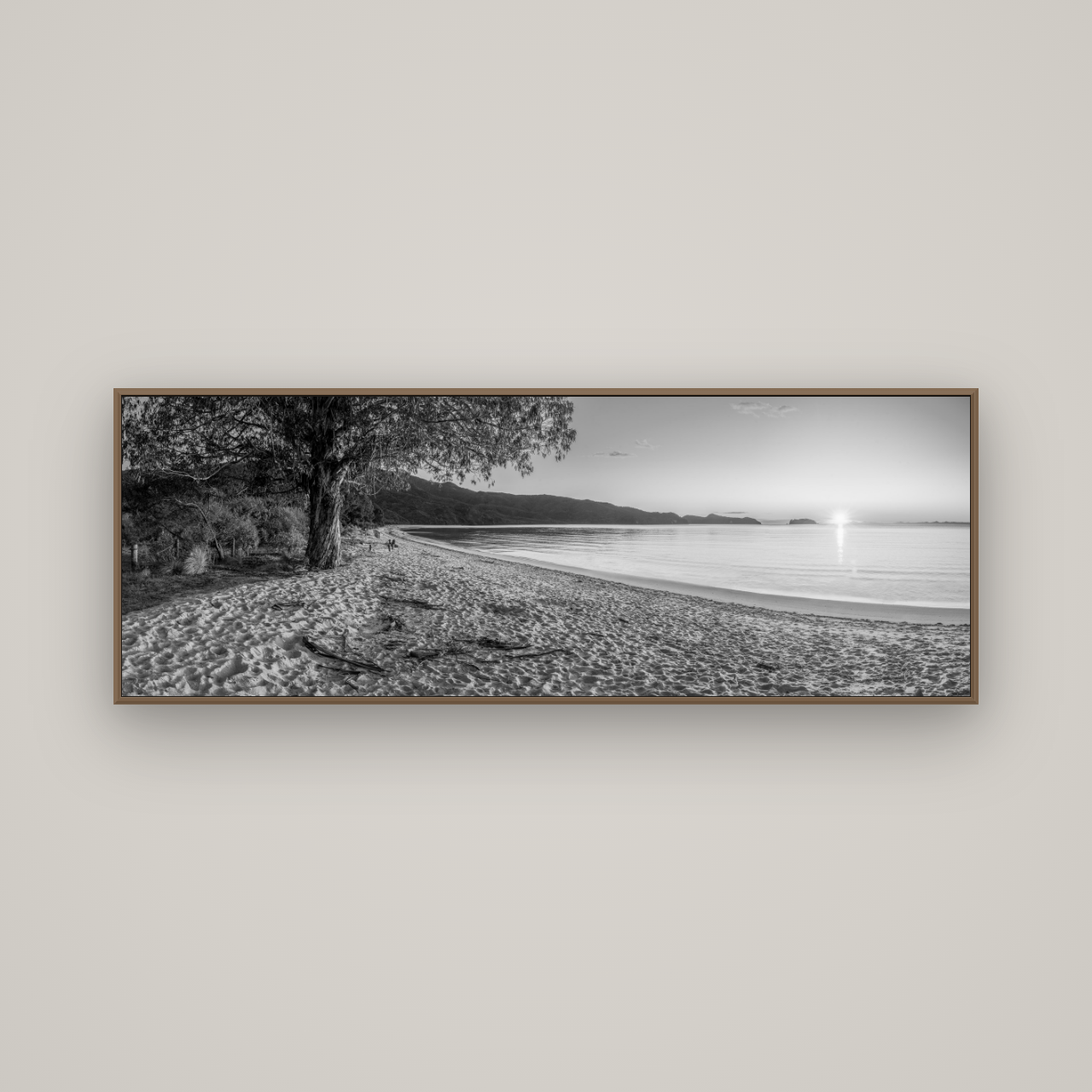 Gateway to Dawn, Abel Tasman, Basel Walnut, 170×60 cm. New Zealand fine art wall art by Stephen Milner.