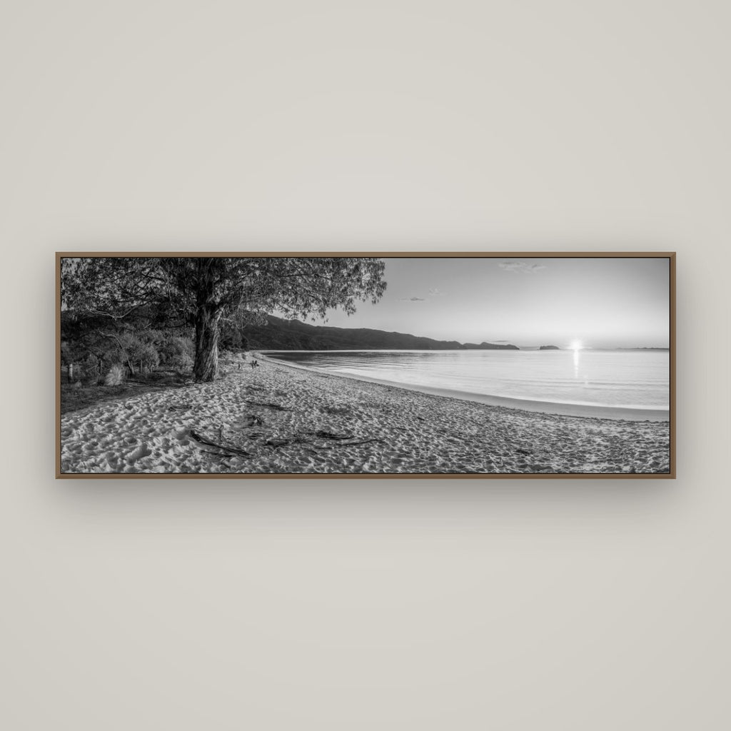 Gateway to Dawn, Abel Tasman, Basel Walnut, 170×60 cm. New Zealand fine art wall art by Stephen Milner.
