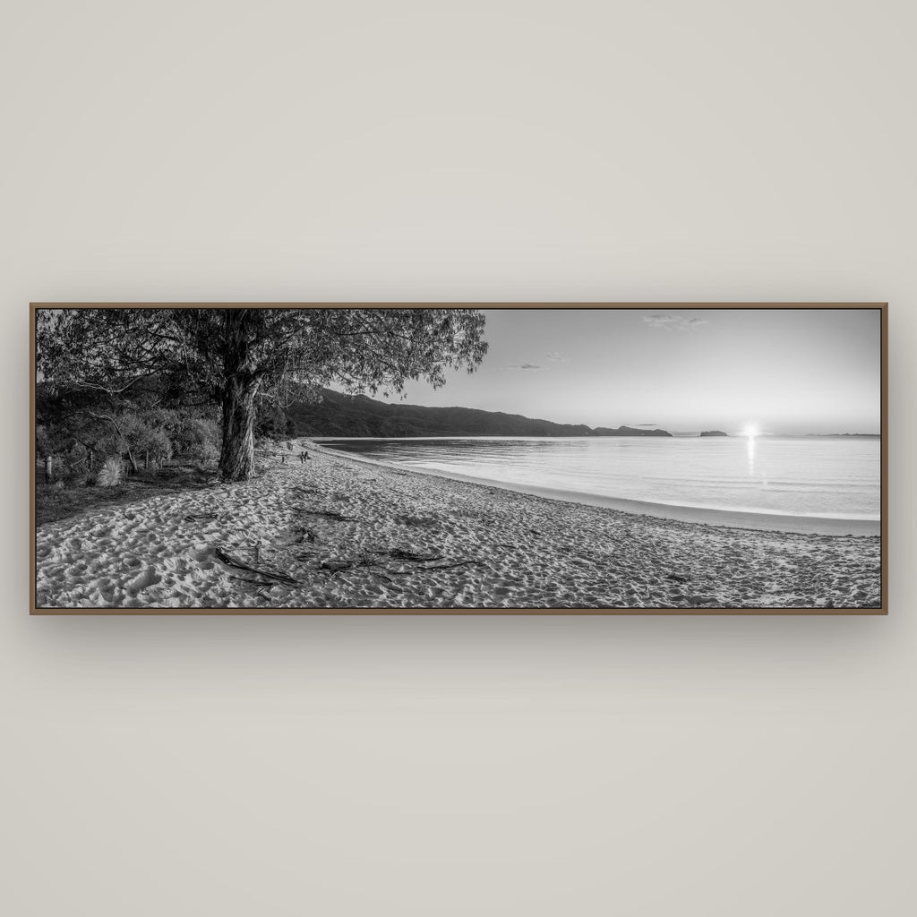 Gateway to Dawn, Abel Tasman, Basel Walnut, 198×70 cm. New Zealand fine art wall art by Stephen Milner.