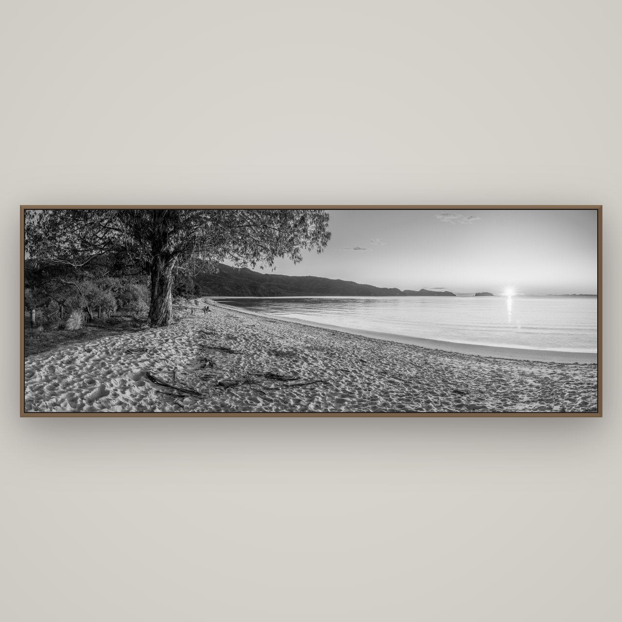 Gateway to Dawn, Abel Tasman, Basel Walnut, 198×70 cm. New Zealand fine art wall art by Stephen Milner.