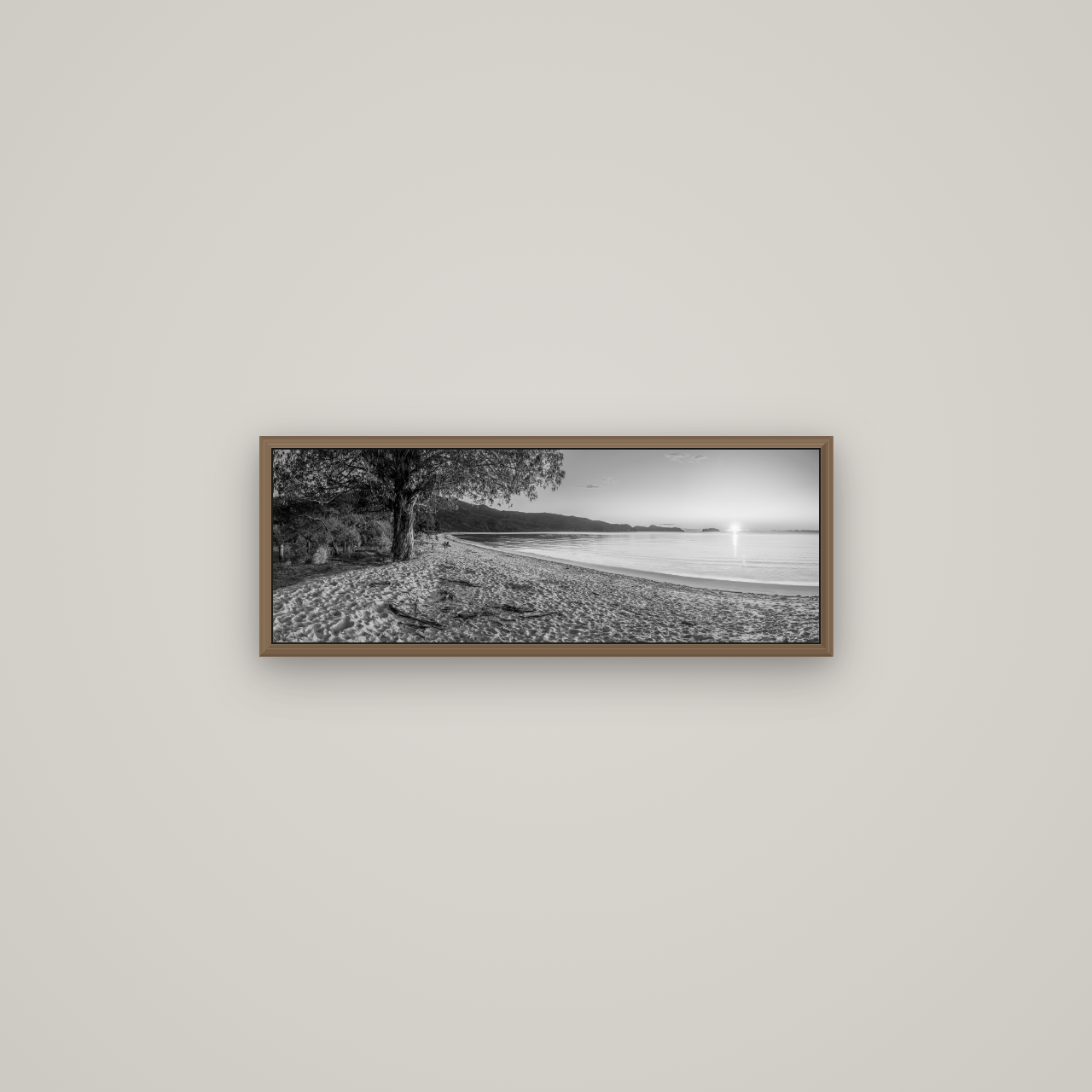 Gateway to Dawn, Abel Tasman, Basel Walnut, 68×24 cm. New Zealand fine art wall art by Stephen Milner.