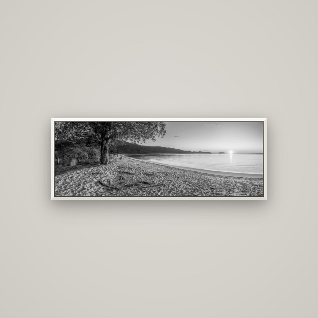 Gateway to Dawn, Abel Tasman — Basel White, 113×40 cm. New Zealand fine art wall art by Stephen Milner.