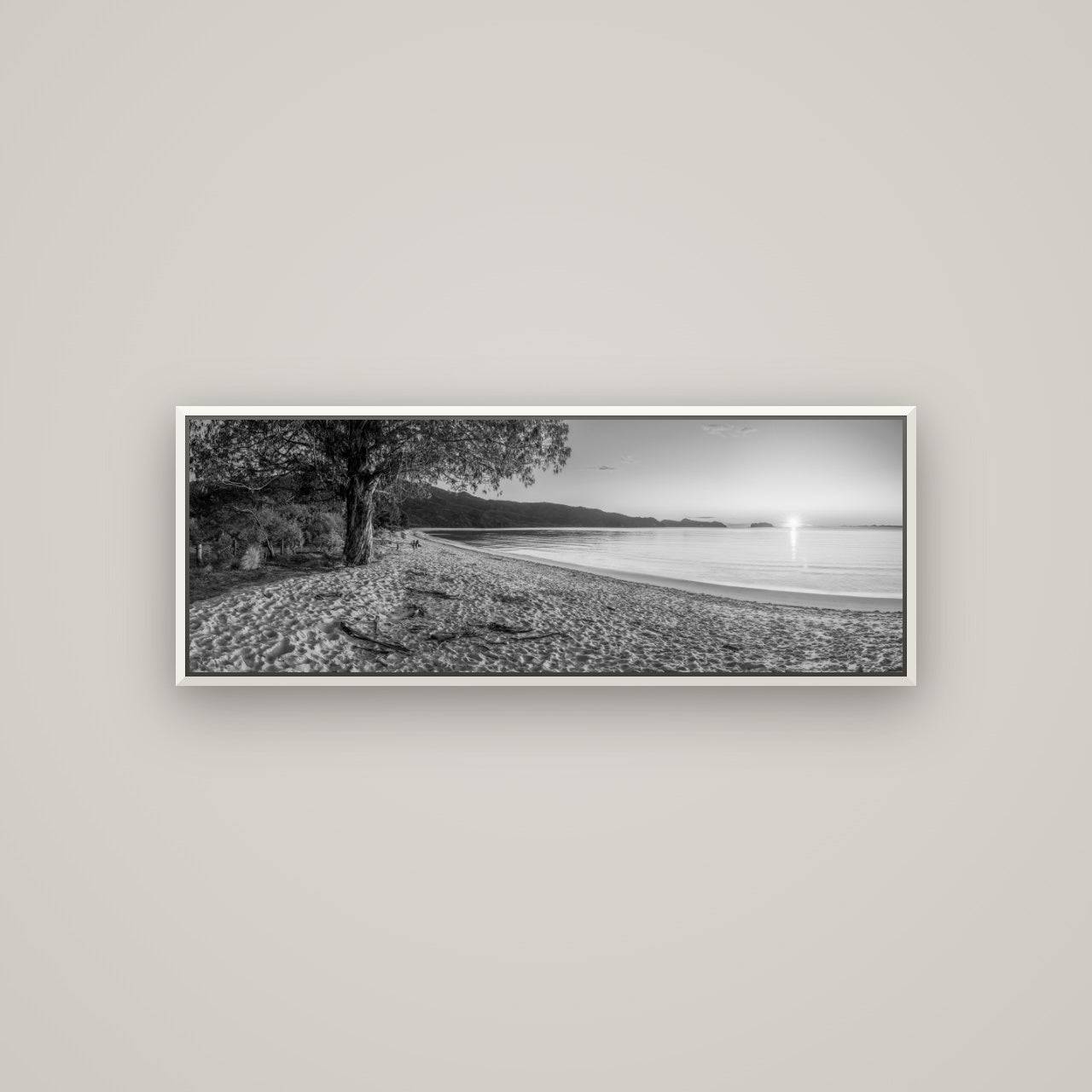 Gateway to Dawn, Abel Tasman — Basel White, 113×40 cm. New Zealand fine art wall art by Stephen Milner.