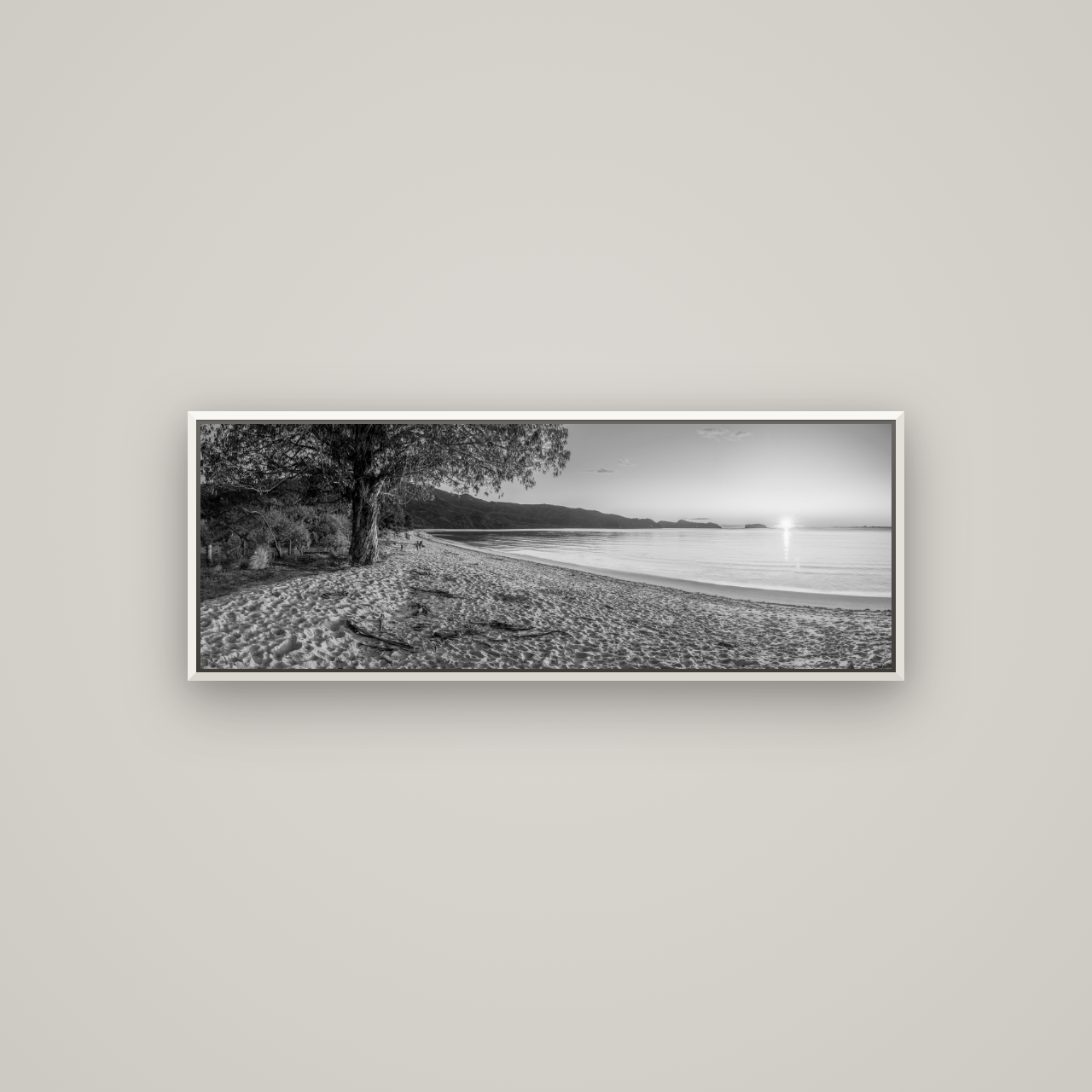 Gateway to Dawn, Abel Tasman — Basel White, 113×40 cm. New Zealand fine art wall art by Stephen Milner.
