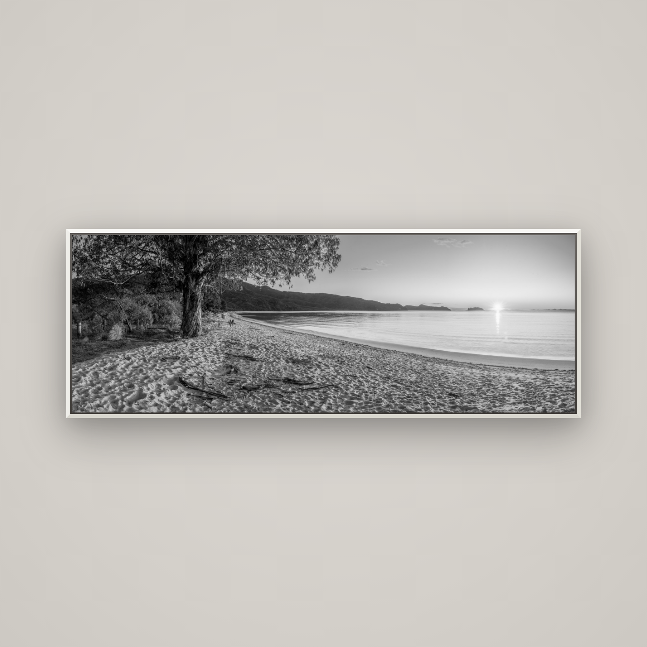 Gateway to Dawn, Abel Tasman — Basel White, 170×60 cm. New Zealand fine art wall art by Stephen Milner.