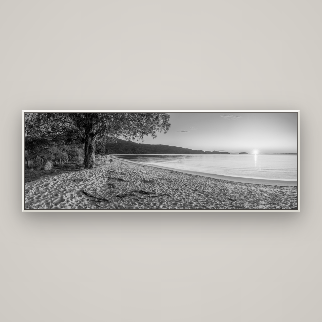 Gateway to Dawn, Abel Tasman — Basel White, 198×70 cm. New Zealand fine art wall art by Stephen Milner.