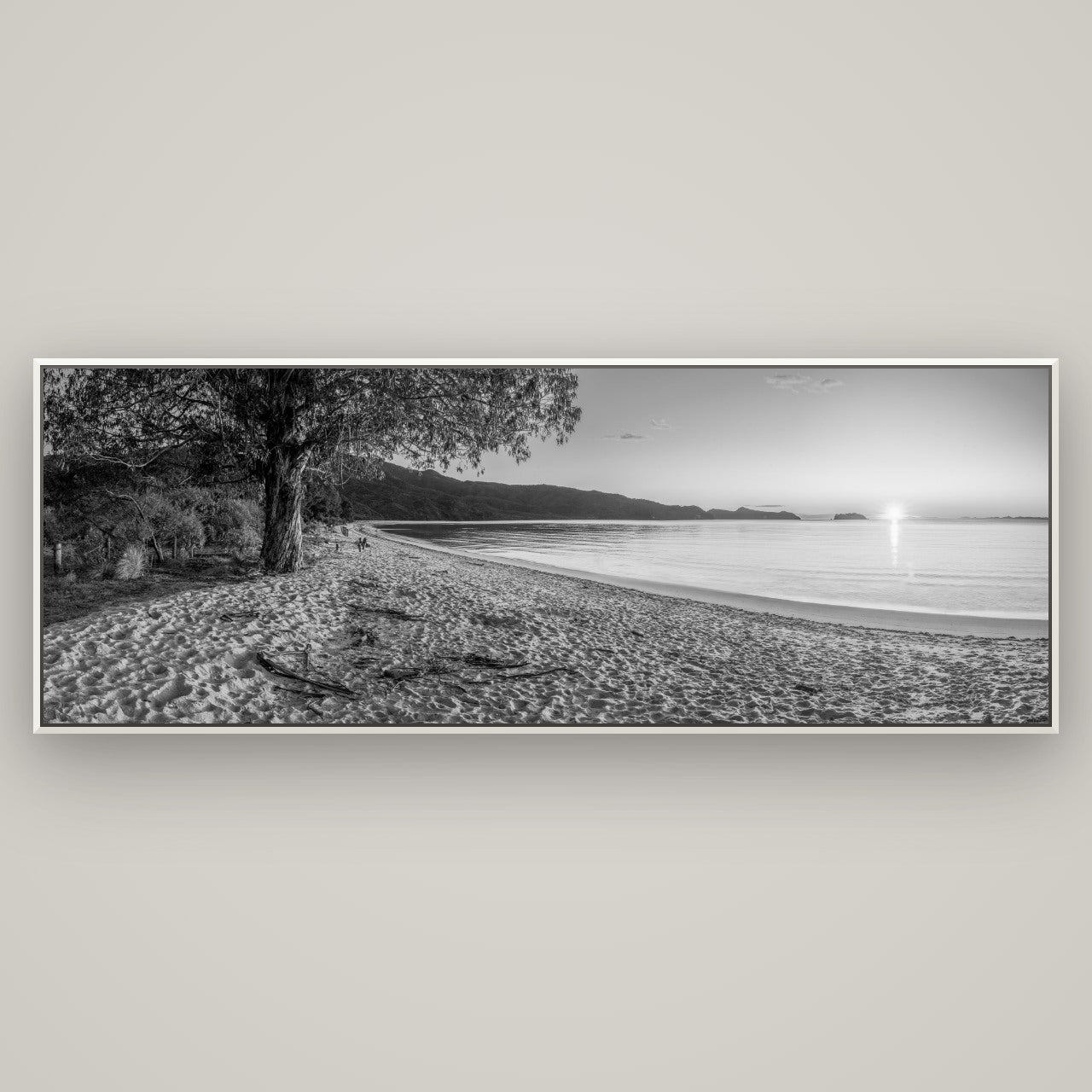 Gateway to Dawn, Abel Tasman — Basel White, 198×70 cm. New Zealand fine art wall art by Stephen Milner.