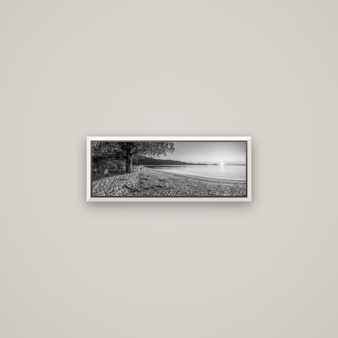 Gateway to Dawn, Abel Tasman — Basel White, 57×20 cm. New Zealand fine art wall art by Stephen Milner.