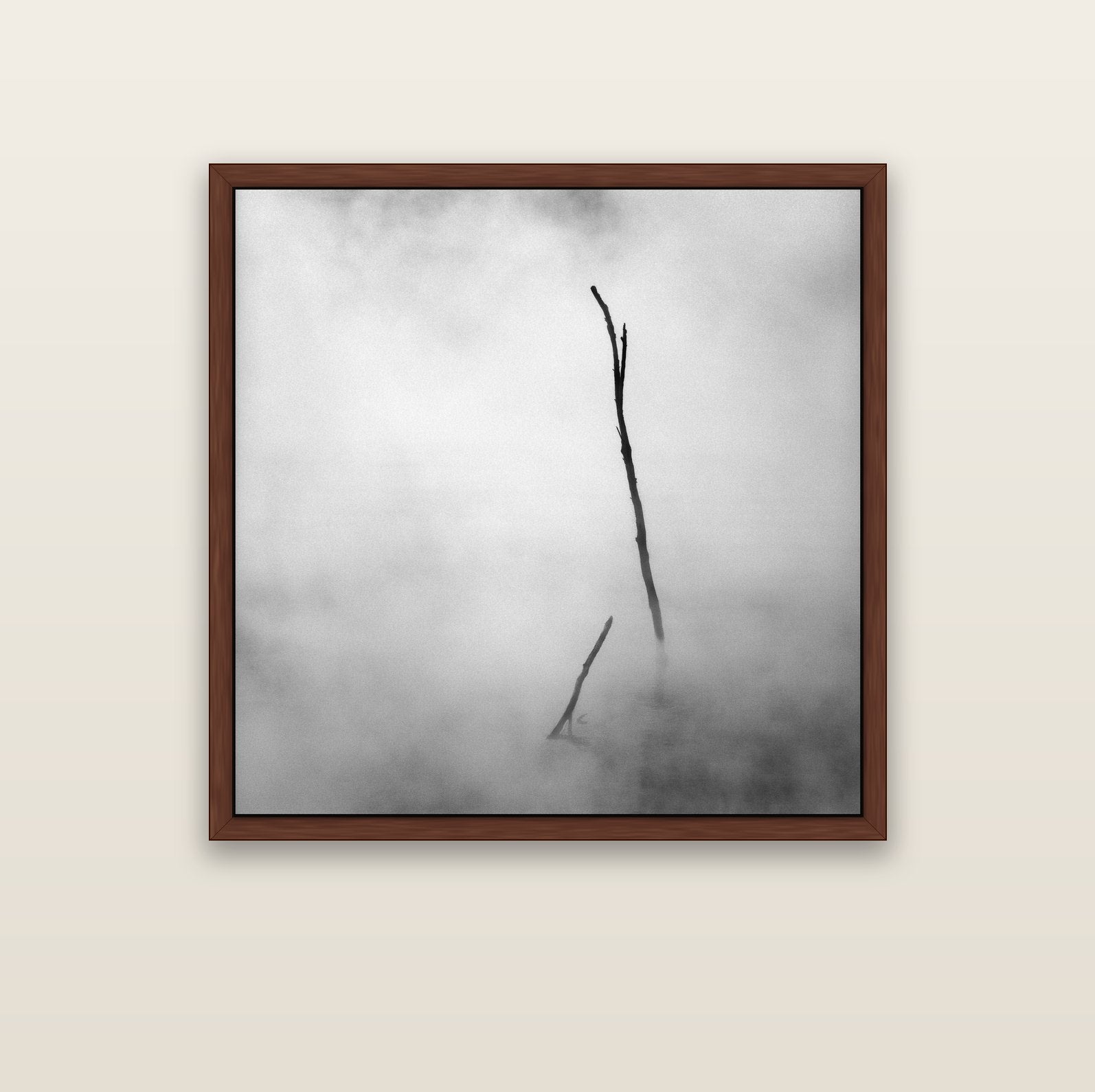 Ghostly Remains, Rotorua — brown float frame canvas, 102 × 102 cm. New Zealand fine art landscape wall art by Stephen Milner.