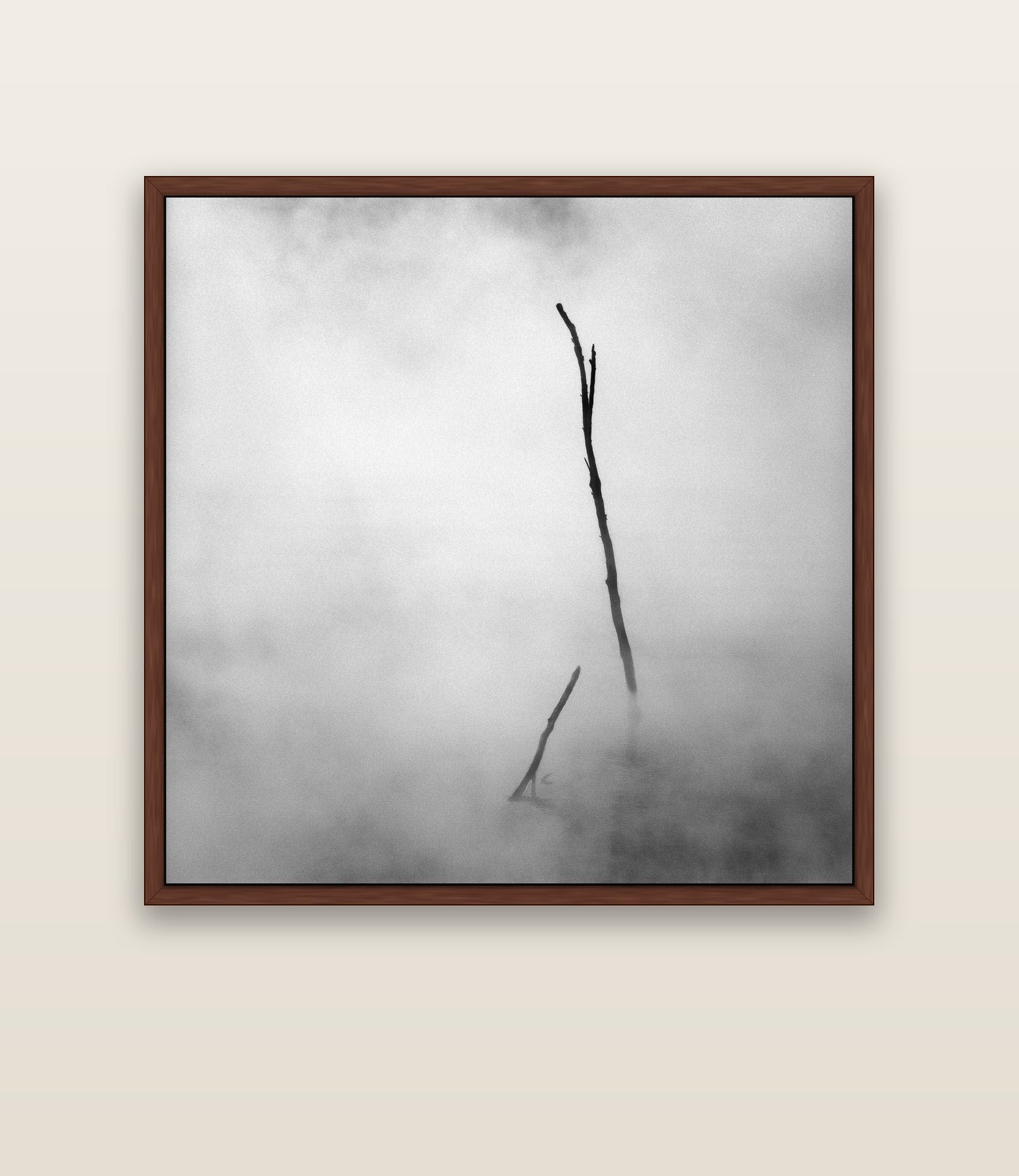 Ghostly Remains, Rotorua — brown float frame canvas, 133 × 133 cm. New Zealand fine art landscape wall art by Stephen Milner.