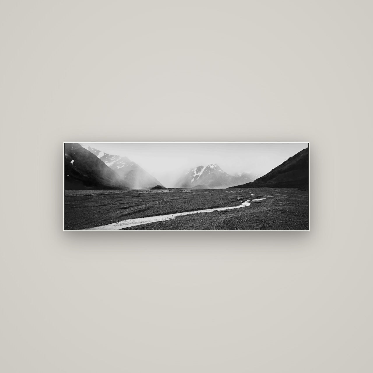 Godley's Storm, Mount Cook National Park — ArtBox White, 113×40 cm. New Zealand fine art wall art by Stephen Milner.