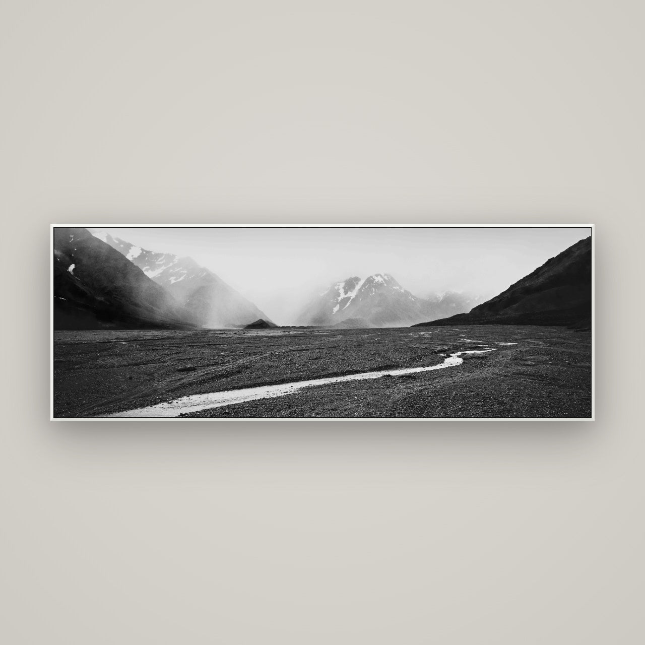 Godley's Storm, Mount Cook National Park — ArtBox White, 170×60 cm. New Zealand fine art wall art by Stephen Milner.