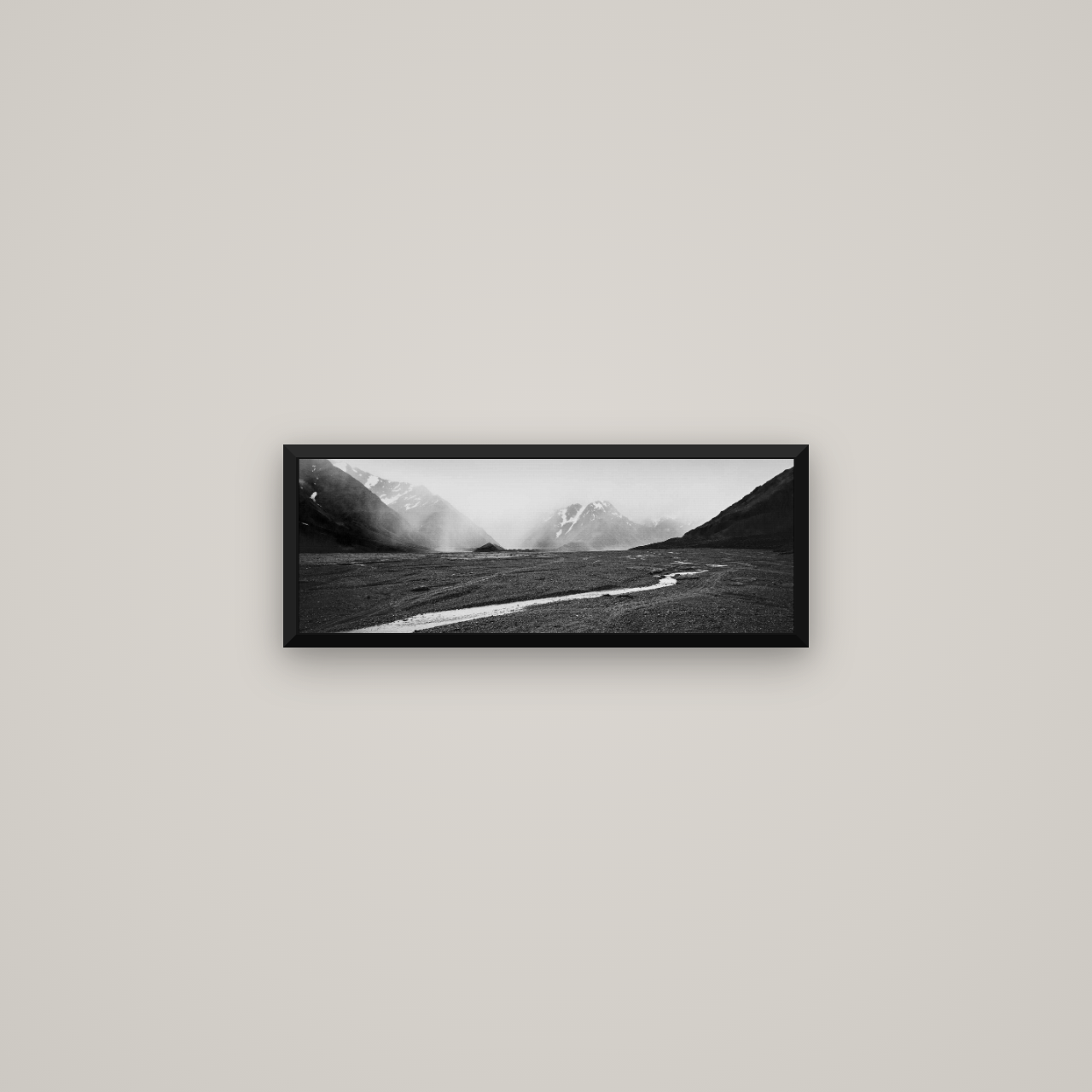 Godley's Storm, Mount Cook National Park — Basel Black Matte, 57×20 cm. New Zealand fine art wall art by Stephen Milner.