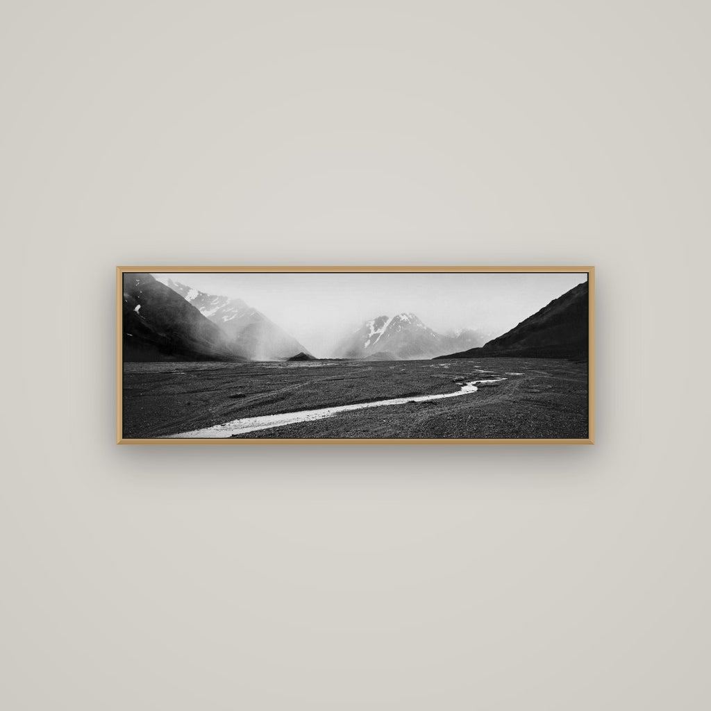 Godley's Storm, Mount Cook National Park, Basel Natural Oak, 113×40 cm. New Zealand fine art wall art by Stephen Milner.