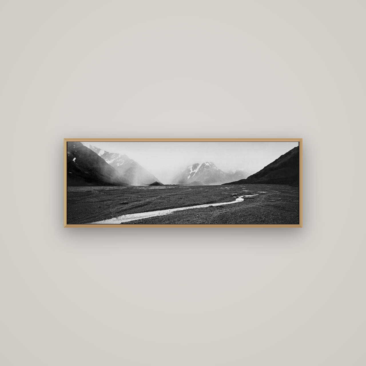 Godley's Storm, Mount Cook National Park, Basel Natural Oak, 113×40 cm. New Zealand fine art wall art by Stephen Milner.