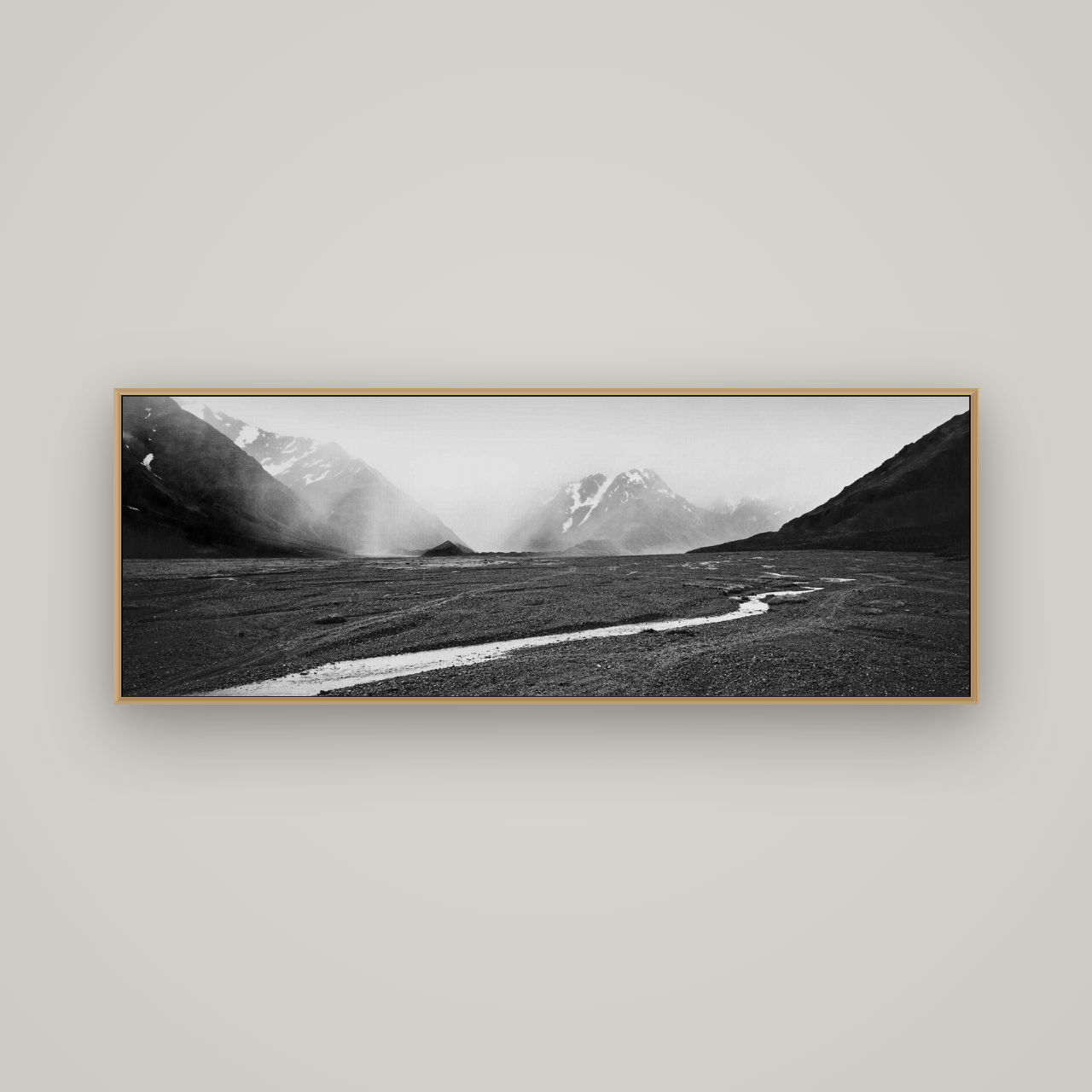 Godley's Storm, Mount Cook National Park, Basel Natural Oak, 170×60 cm. New Zealand fine art wall art by Stephen Milner.