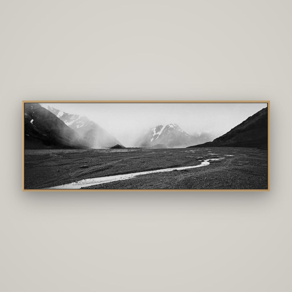 Godley's Storm, Mount Cook National Park, Basel Natural Oak, 170×60 cm. New Zealand fine art wall art by Stephen Milner.