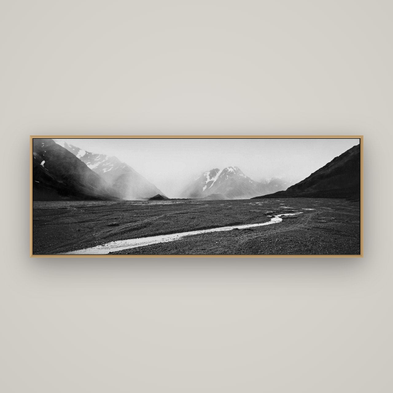 Godley's Storm, Mount Cook National Park, Basel Natural Oak, 170×60 cm. New Zealand fine art wall art by Stephen Milner.