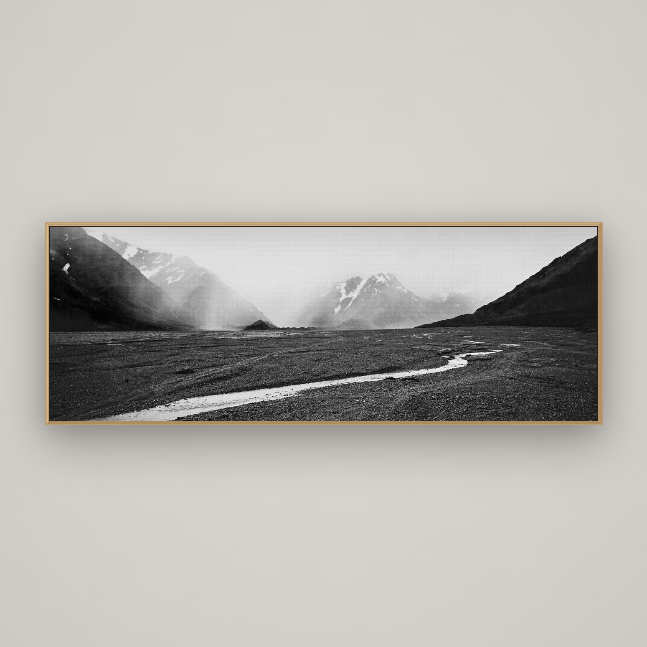 Godley's Storm, Mount Cook National Park, Basel Natural Oak, 198×70 cm. New Zealand fine art wall art by Stephen Milner.