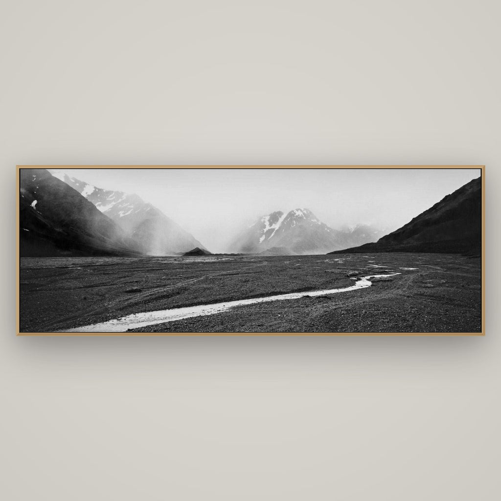 Godley's Storm, Mount Cook National Park, Basel Natural Oak, 198×70 cm. New Zealand fine art wall art by Stephen Milner.