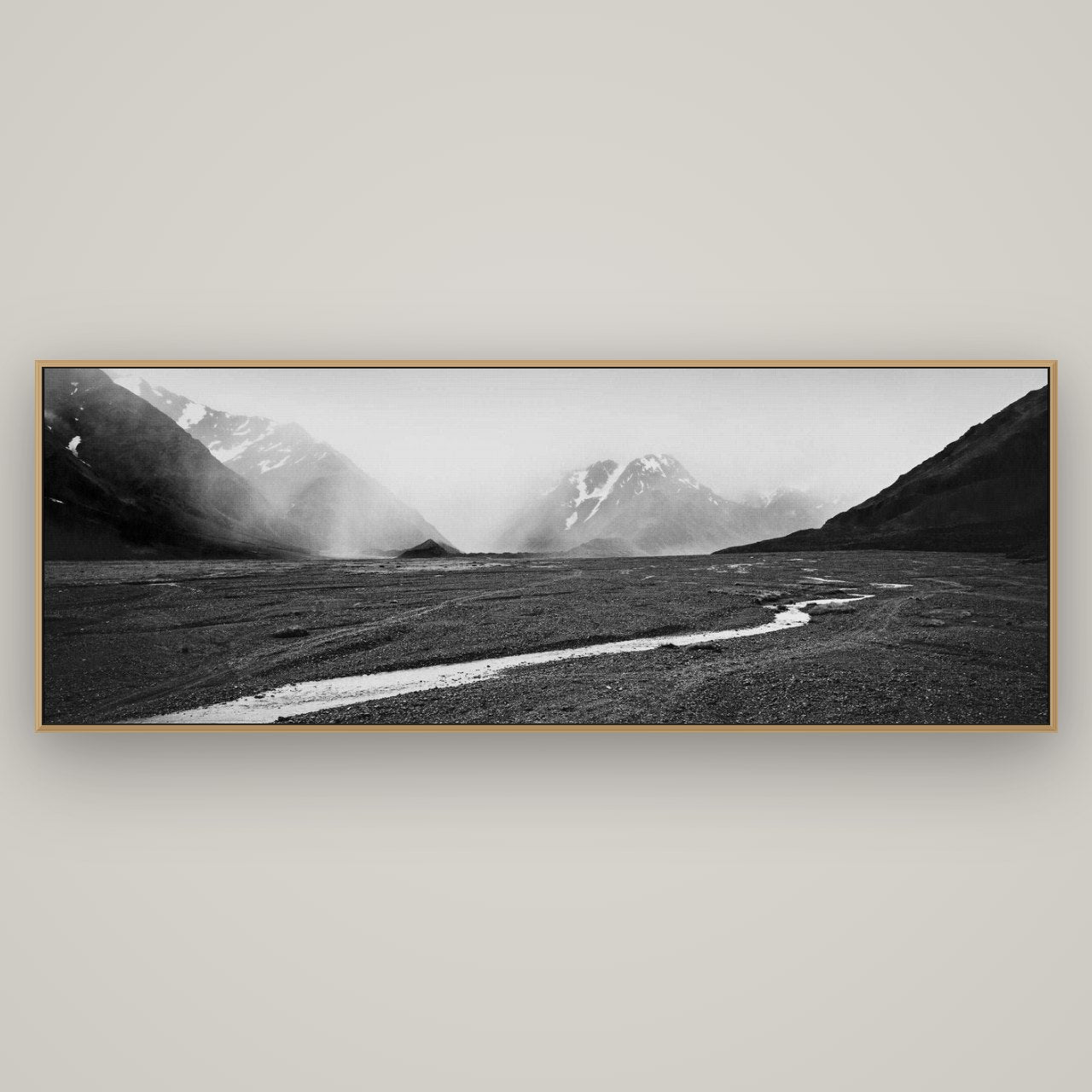 Godley's Storm, Mount Cook National Park, Basel Natural Oak, 198×70 cm. New Zealand fine art wall art by Stephen Milner.