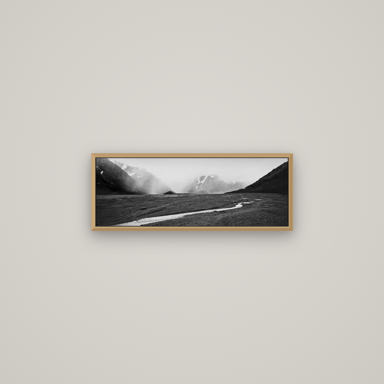 Godley's Storm, Mount Cook National Park, Basel Natural Oak, 68×24 cm. New Zealand fine art wall art by Stephen Milner.