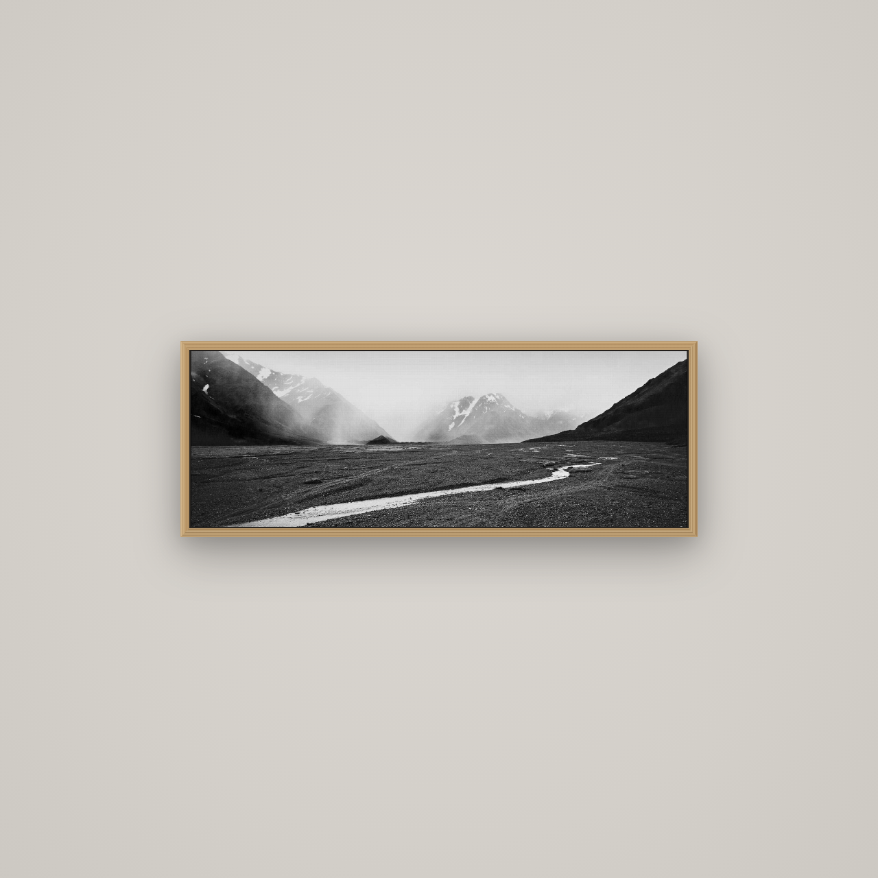 Godley's Storm, Mount Cook National Park, Basel Natural Oak, 85×30 cm. New Zealand fine art wall art by Stephen Milner.