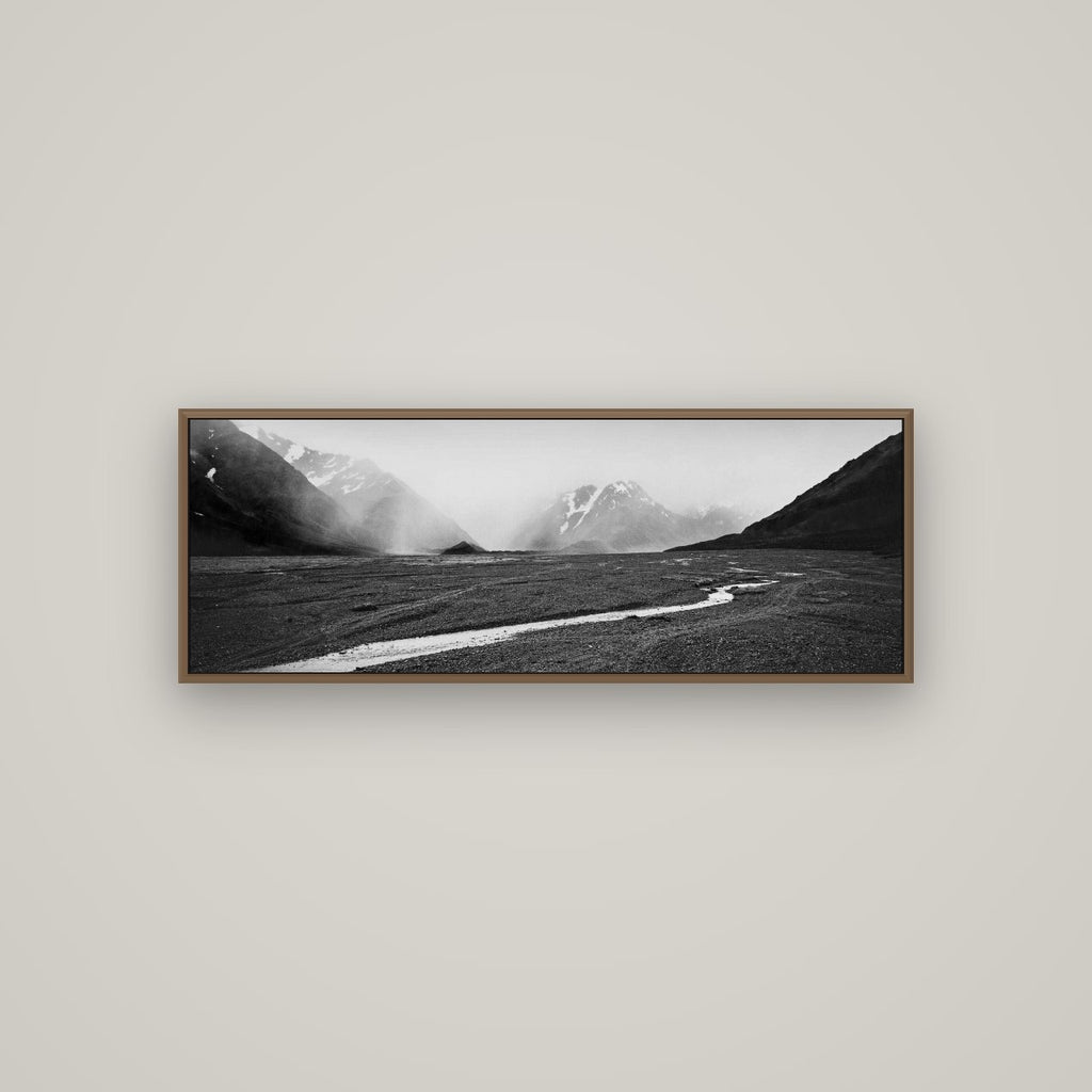 Godley's Storm, Mount Cook National Park, Basel Walnut, 113×40 cm. New Zealand fine art wall art by Stephen Milner.