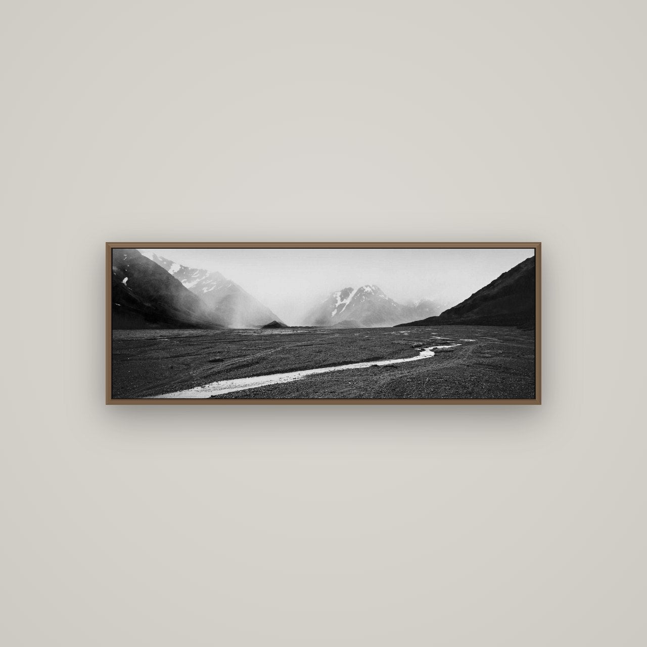 Godley's Storm, Mount Cook National Park, Basel Walnut, 113×40 cm. New Zealand fine art wall art by Stephen Milner.
