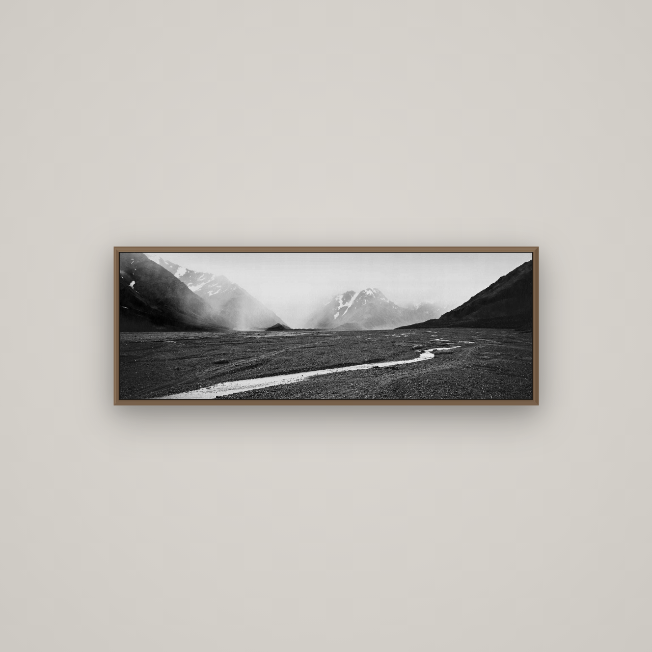 Godley's Storm, Mount Cook National Park, Basel Walnut, 113×40 cm. New Zealand fine art wall art by Stephen Milner.