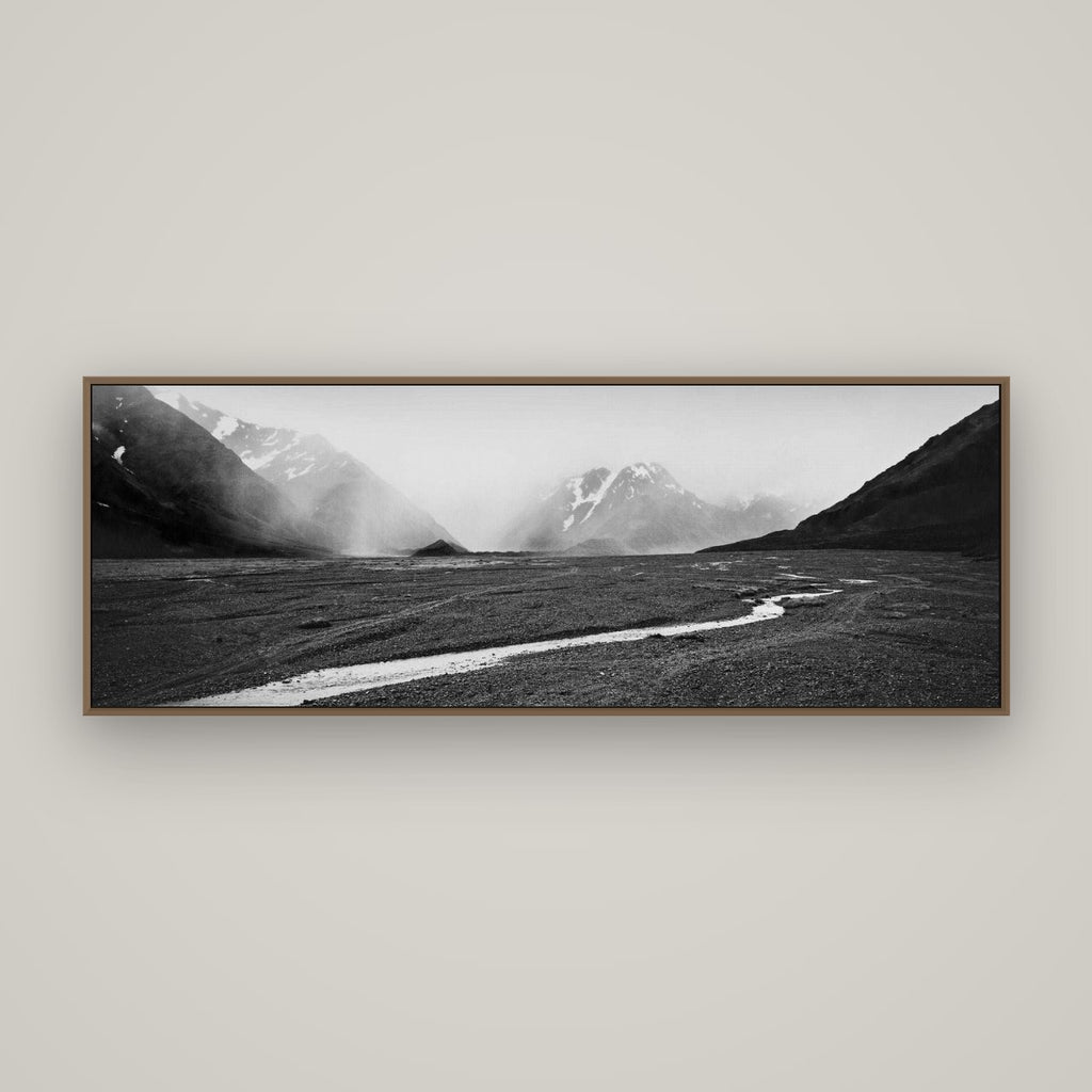 Godley's Storm, Mount Cook National Park, Basel Walnut, 170×60 cm. New Zealand fine art wall art by Stephen Milner.