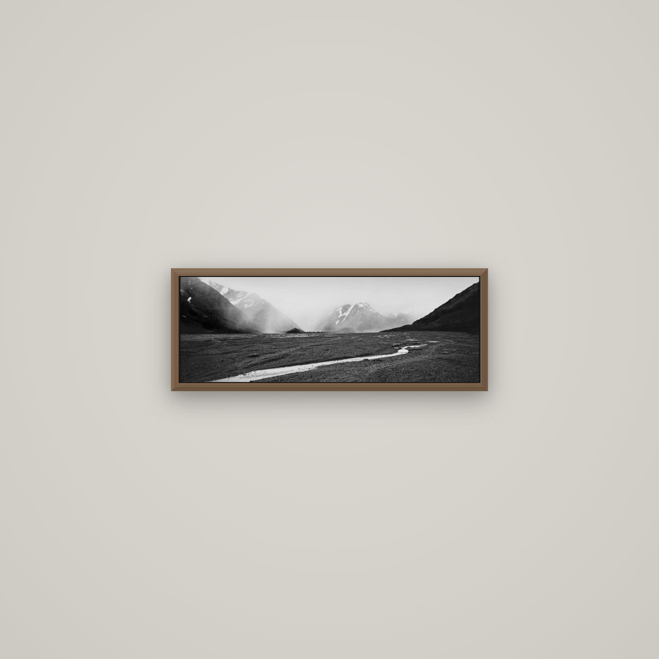 Godley's Storm, Mount Cook National Park, Basel Walnut, 57×20 cm. New Zealand fine art wall art by Stephen Milner.