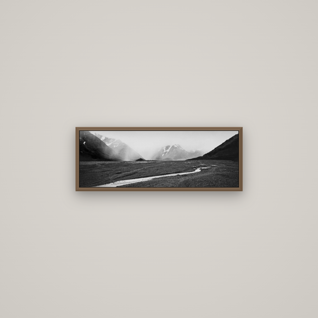 Godley's Storm, Mount Cook National Park, Basel Walnut, 68×24 cm. New Zealand fine art wall art by Stephen Milner.