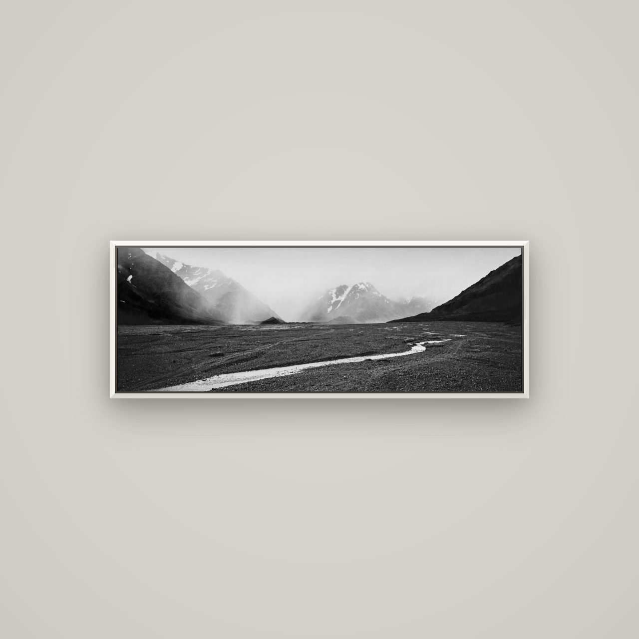 Godley's Storm, Mount Cook National Park — Basel White, 113×40 cm. New Zealand fine art wall art by Stephen Milner.