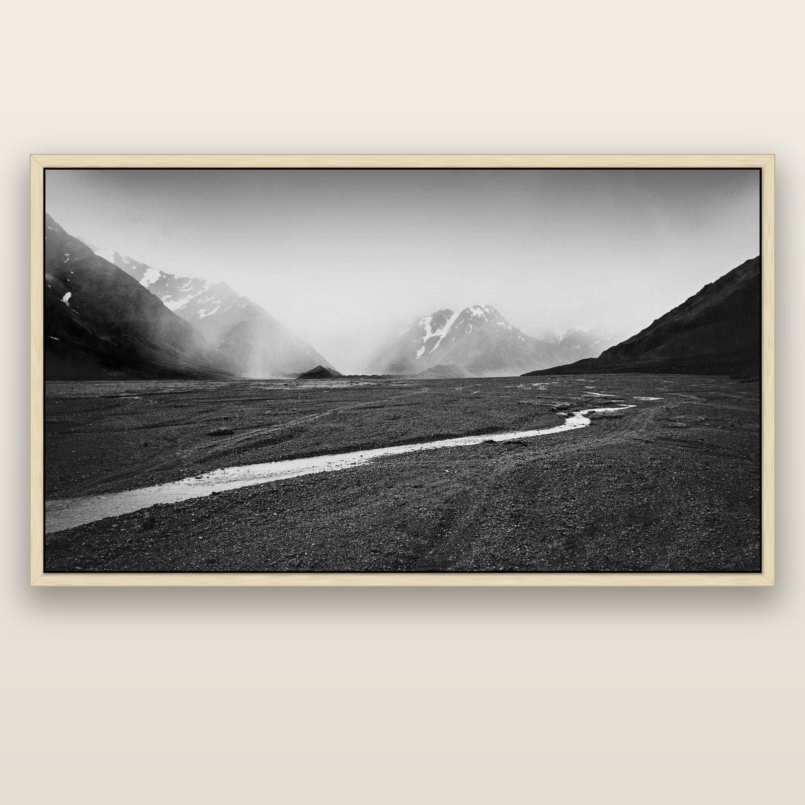 Godley's Storm, Mount Cook National Park — natural float frame canvas, 200 × 130 cm. New Zealand fine art landscape wall art by Stephen Milner.