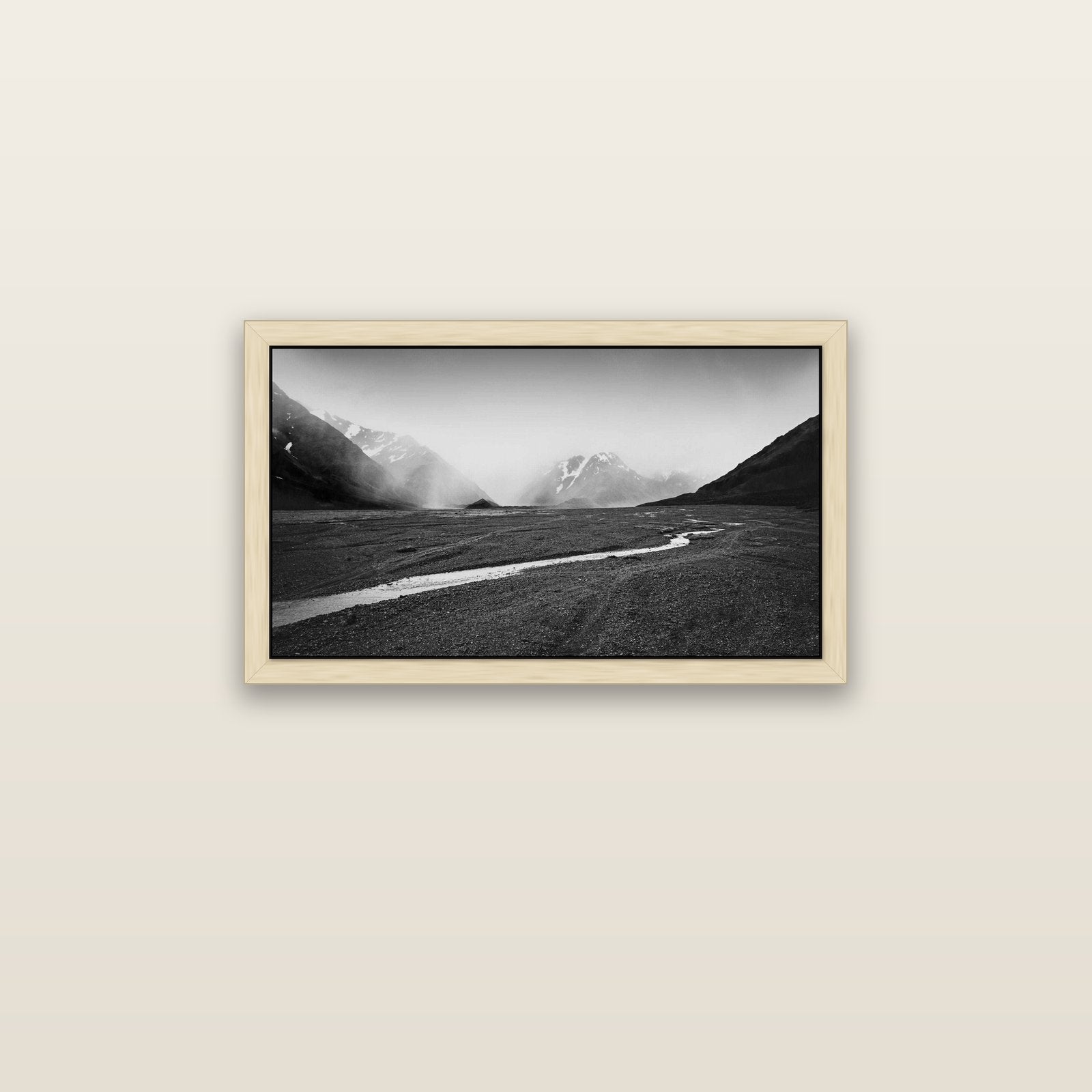 Godley's Storm, Mount Cook National Park — natural float frame canvas, 81 × 46 cm. New Zealand fine art landscape wall art by Stephen Milner.