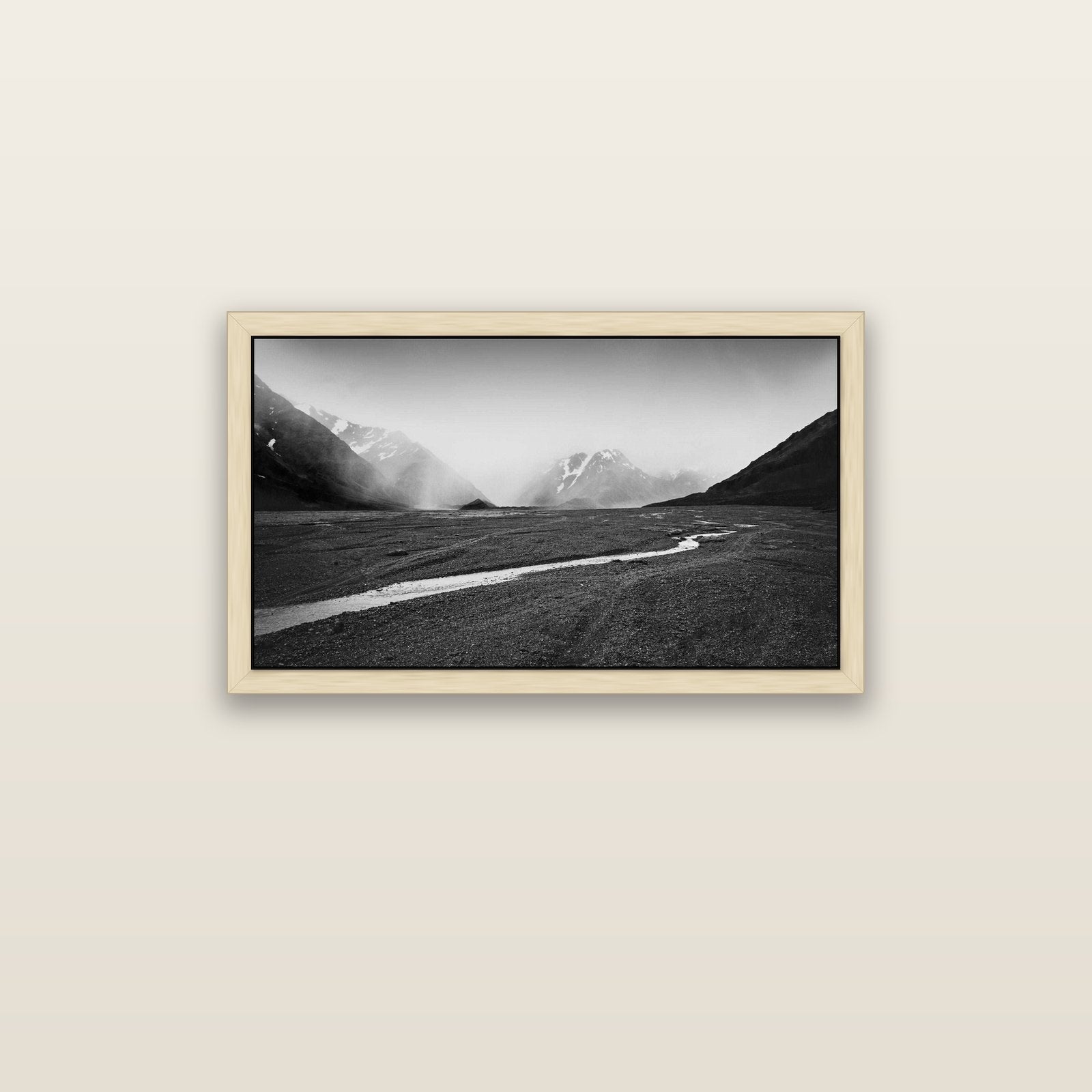 Godley's Storm, Mount Cook National Park — natural float frame canvas, 91 × 51 cm. New Zealand fine art landscape wall art by Stephen Milner.