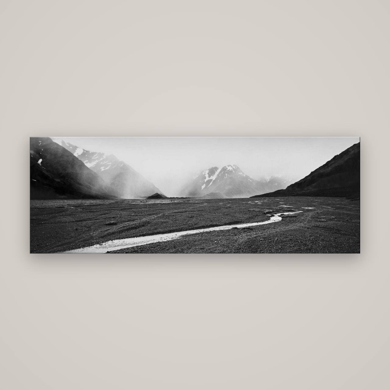 Godley's Storm, Mount Cook National Park — No frame, 198×70 cm. New Zealand fine art wall art by Stephen Milner.