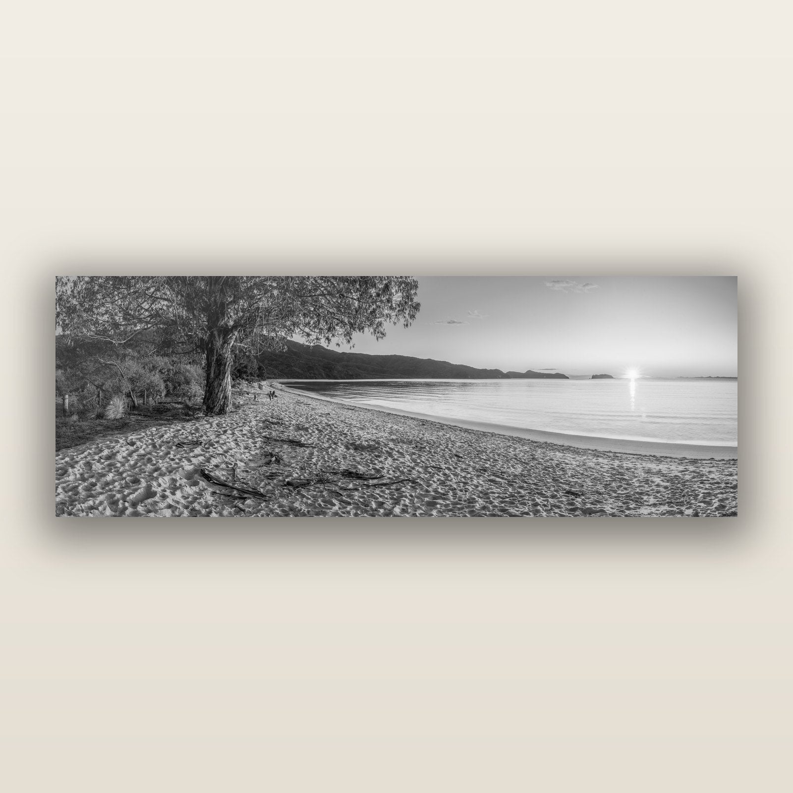 Gateway to Dawn, Abel Tasman, black and white frameless acrylic glass print. New Zealand fine art photography by Stephen Milner.