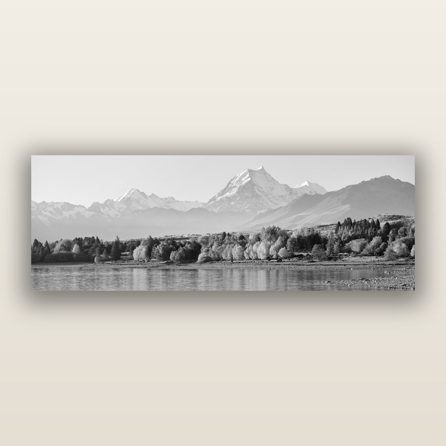 Above the Treeline, Mount Cook, black and white frameless acrylic glass print. New Zealand fine art photography by Stephen Milner.