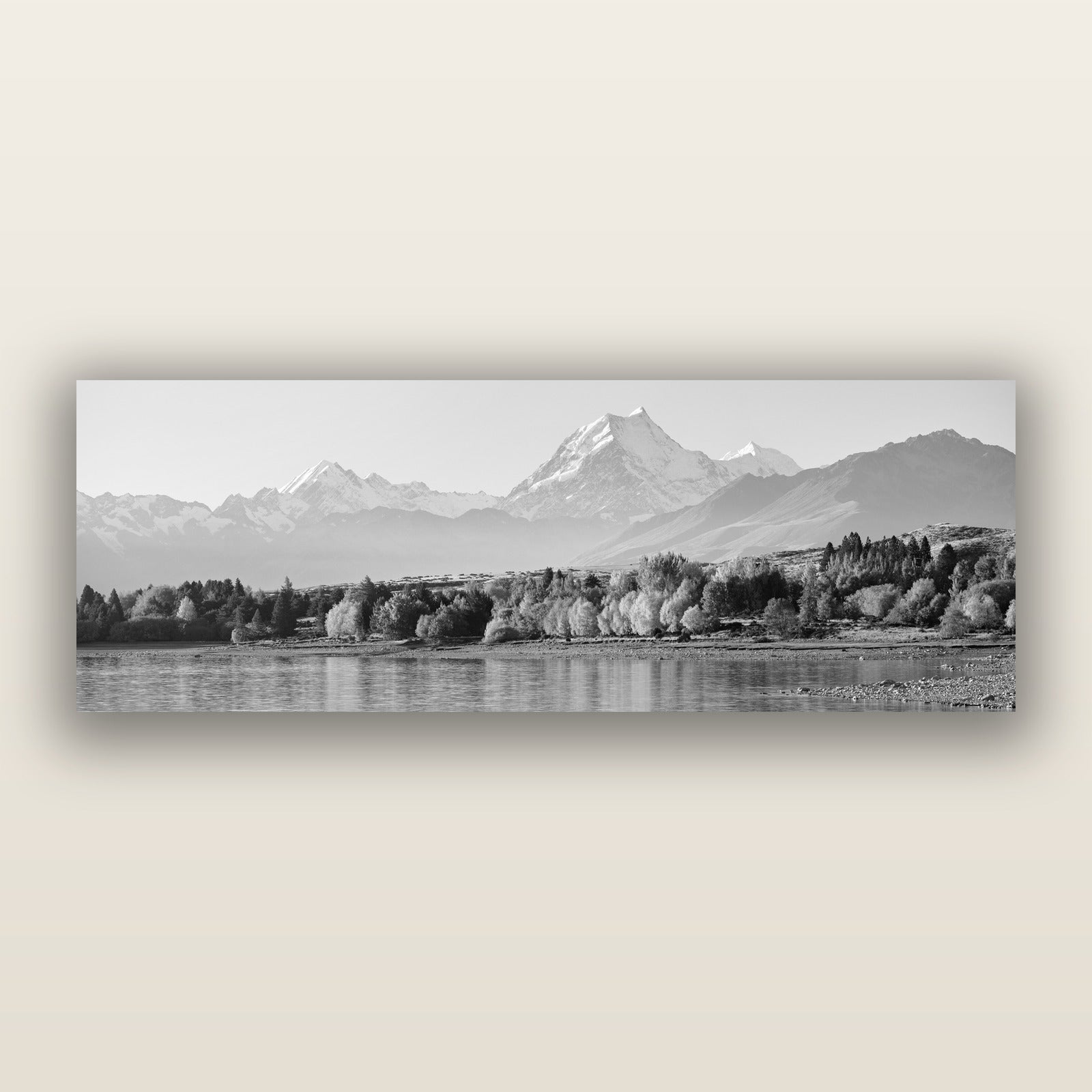 Above the Treeline, Mount Cook, black and white frameless acrylic glass print. New Zealand fine art photography by Stephen Milner.