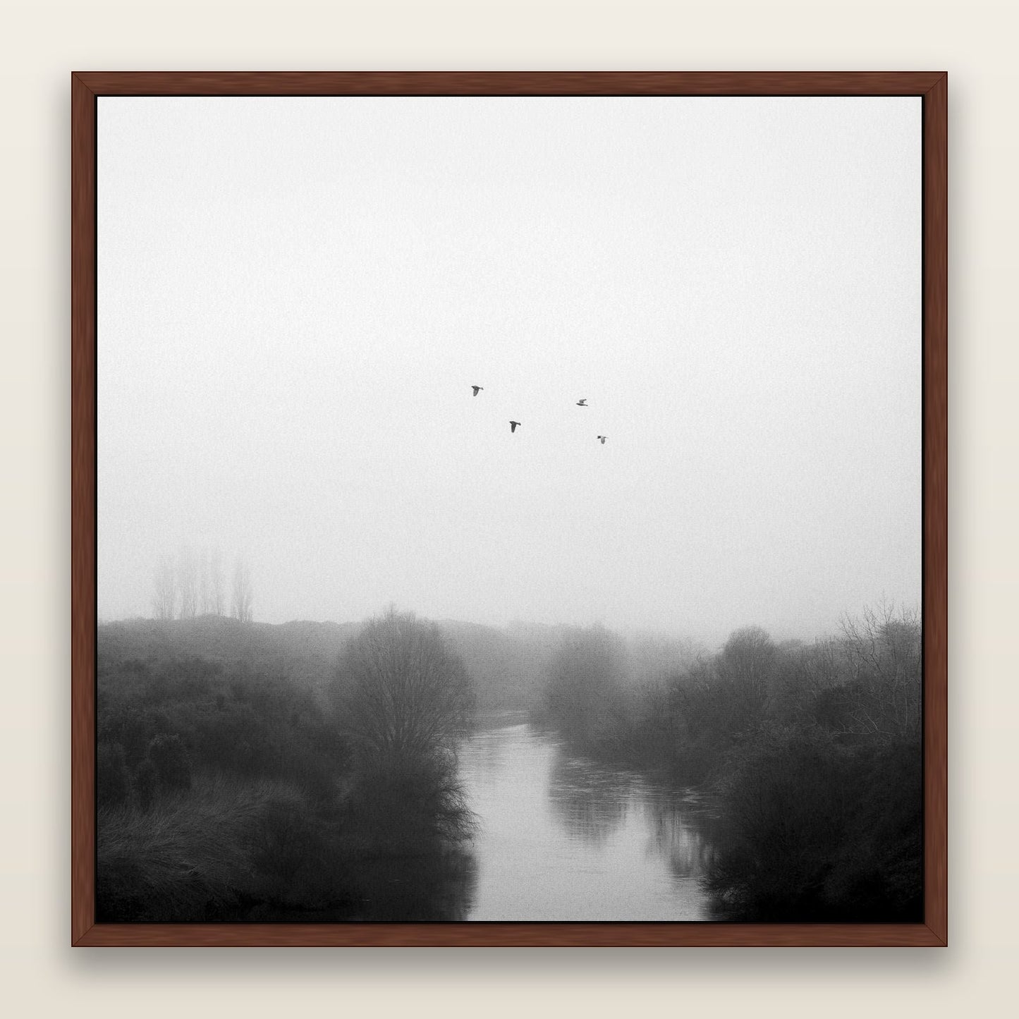 Graceful Flyby, Waikato — framed metallic canvas print, Brown frame. New Zealand fine art landscape wall art by Stephen Milner.