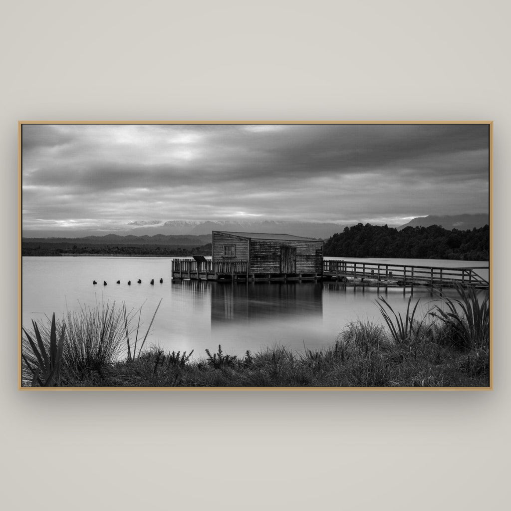 Guardian of the Lagoon, Ōkārito's Tranquil Embrace, Basel Natural Oak, 196×110 cm. New Zealand fine art wall art by Stephen Milner.