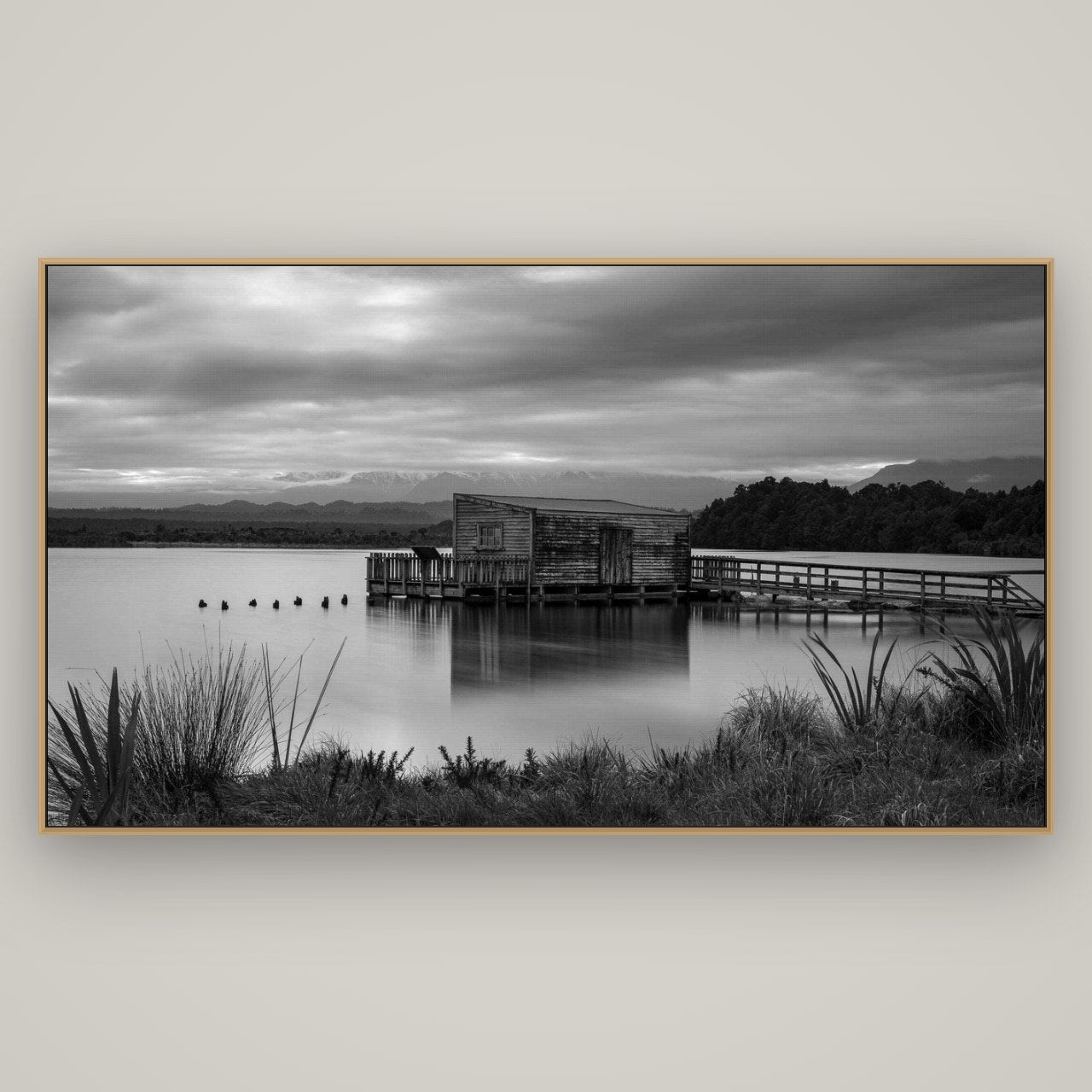 Guardian of the Lagoon, Ōkārito's Tranquil Embrace, Basel Natural Oak, 196×110 cm. New Zealand fine art wall art by Stephen Milner.