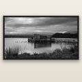 Guardian of the Lagoon, Ōkārito's Tranquil Embrace — black float frame canvas, 200 × 130 cm. New Zealand fine art landscape wall art by Stephen Milner.