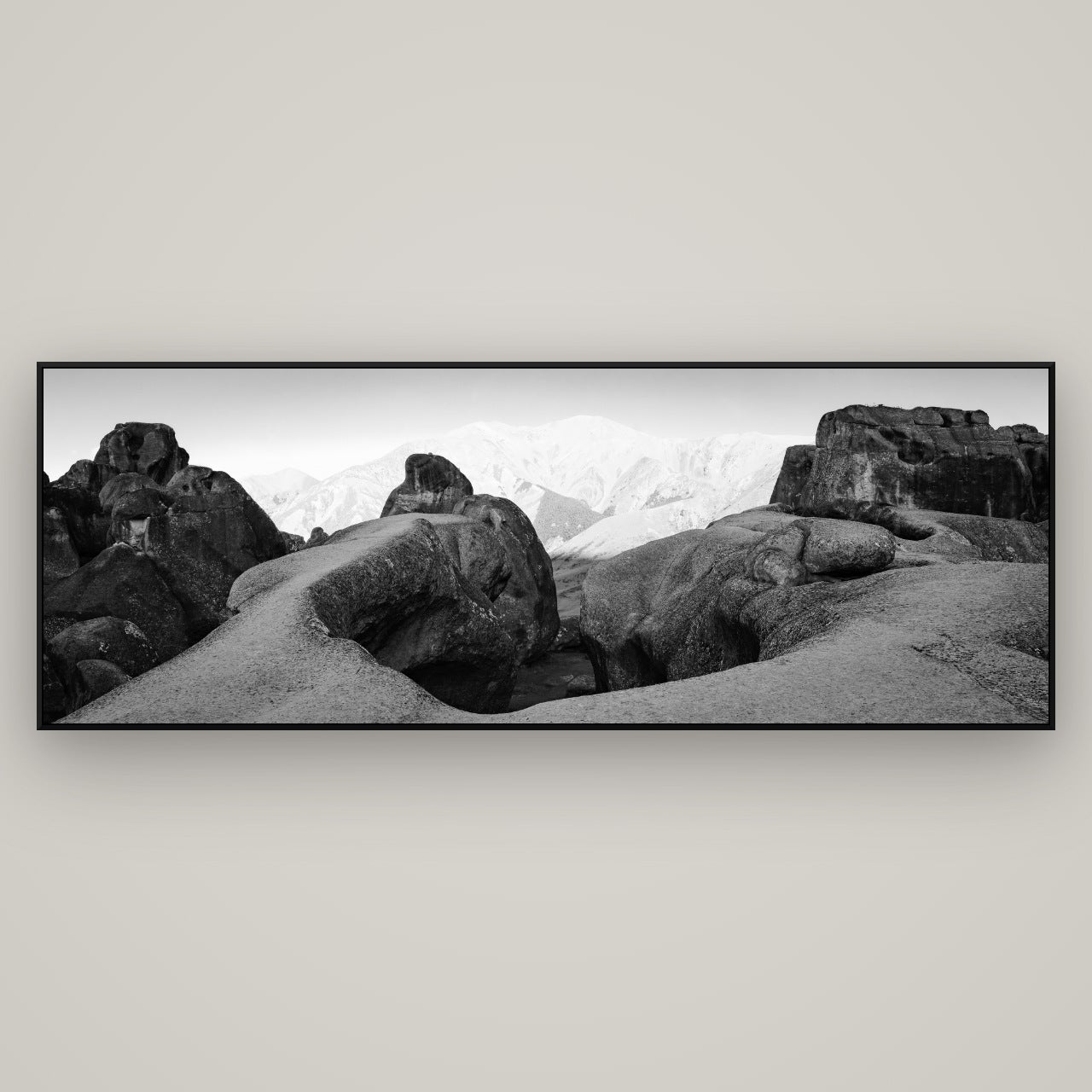 Guardians of Stone, Castle Hill — ArtBox Black, 198×70 cm. New Zealand fine art wall art by Stephen Milner.
