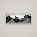 Guardians of Stone, Castle Hill — Basel Black, 113×40 cm. New Zealand fine art wall art by Stephen Milner.