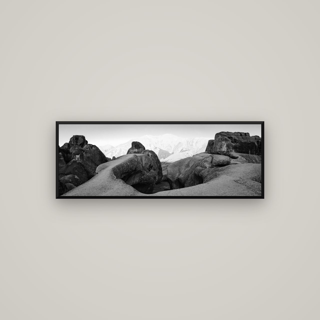 Guardians of Stone, Castle Hill — Basel Black Matte, 113×40 cm. New Zealand fine art wall art by Stephen Milner.