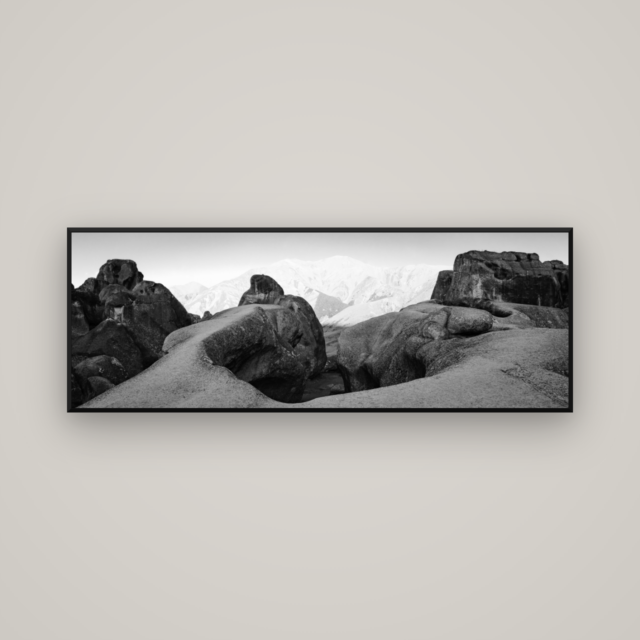 Guardians of Stone, Castle Hill — Basel Black Matte, 170×60 cm. New Zealand fine art wall art by Stephen Milner.