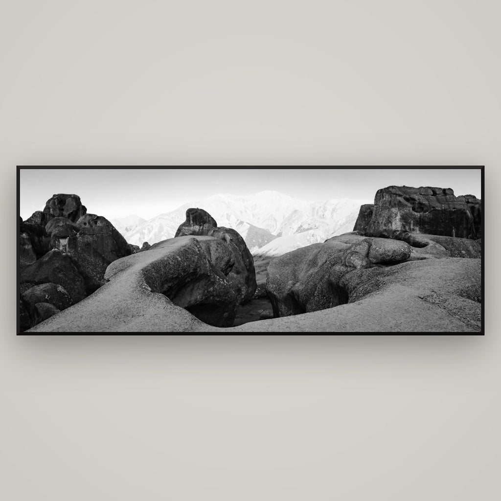 Guardians of Stone, Castle Hill — Basel Black Matte, 198×70 cm. New Zealand fine art wall art by Stephen Milner.